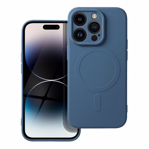 Чехол для iPhone 14 Pro силиконовый Mag Cover совместимый с MagSafe синий