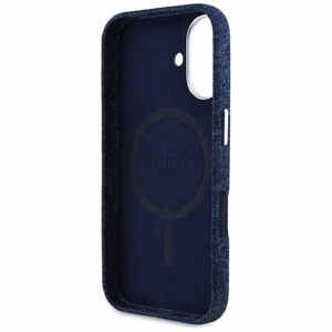 Guess Denim Triangle Logo MagSafe iPhone 16 Ümbris - Sinine