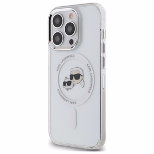 Karl Lagerfeld IML Metal Karl & Choupette Head MagSafe Ümbris jaoks iPhone 14 Pro Max - valge