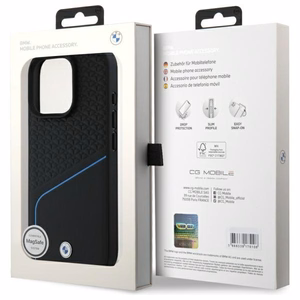 BMW Sign Leather Textured And Line MagSafe Ümbris jaoks iPhone 16 Pro Max - must