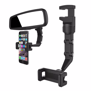 Adjustable car rearview mirror hoidja jaoks smartphone must