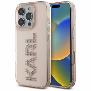 Karl Lagerfeld IML Rhinestones Logo iPhone 16 Pro Ümbris - Roosa