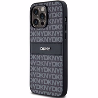 DKNY Leather Mono Stripe & Metal Logo ümbris jaoks iPhone 14 Pro Max - must