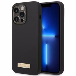 Guess GUHMP14LSBPLK iPhone 14 Pro 6.1" must/must hard ümbris Silicone Logo Plate MagSafe