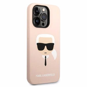 Karl Lagerfeld KLHMP14XSLKHLP iPhone 14 Pro Max 6.7" жёсткий чехол светло-розовый/светло-розовый Silicone Karl`s Head MagSafe