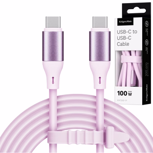 Kruger&Matz Basic USB-C–USB-C silikoonkaabel, 100 W, 1 m, roosa