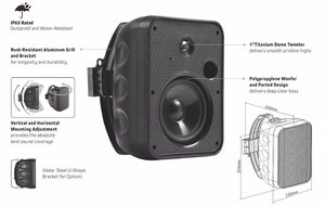 Wall Speaker, 60W, 6.5", Two-Way, Must, Weather-Resistant