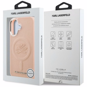 Karl Lagerfeld Initial & Metal Logo MagSafe iPhone 16 Case - Pink
