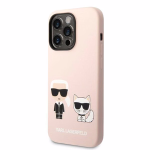 Karl Lagerfeld KLHMP14XSSKCI iPhone 14 Pro Max 6.7" жёсткий чехол светло-розовый/светло-розовый Silicone Karl & Choupette MagSafe