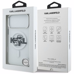 Karl Lagerfeld IML Glitter Karl & Choupette Sketch Logo MagSafe Ümbris jaoks iPhone 17 Pro Max - Clear