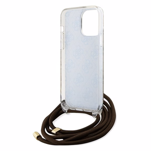 Guess Crossbody Cord 4G Print ümbris jaoks iPhone 15 Pro - brown
