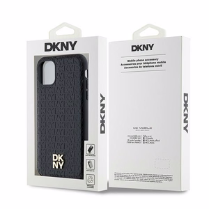 DKNY Leather Monogram Pattern Metal Logo MagSafe Ümbris jaoks iPhone 11 / Xr - Must