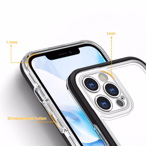 Läbipaistev 3in1 ümbris iPhone 12 Pro raamile geeliga must kattekate
