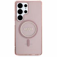 Guess Glitter Circle Classic Logo MagSafe Ümbris jaoks Samsung Galaxy S25 Ultra roosa