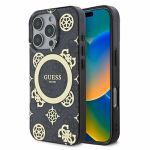 Guess IML Peony jaoks 4G Background MagSafe ümbris jaoks iPhone 16 Pro - must