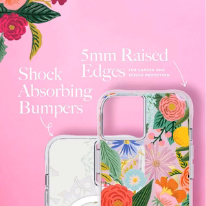 Rifle Paper Clear MagSafe ümbris seadmele iPhone 14 Plus, Garden Party Blush mustriga