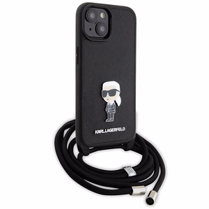 Karl Lagerfeld Crossbody Saffiano Monogram Metal Pin Karl & Choupette Ümbris jaoks iPhone 15 - must