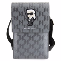 KARL LAGERFELD universal bag jaoks mobile KLWBSAKHPKG (Saffiano Mono Ikonik) hõbedane