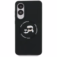 Karl Lagerfeld Silicone nauble Heads And Circle MagSafe ümbris jaoks Samsung Galaxy S25 Edge - must