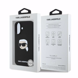 KARL LAGERFELD ümbris jaoks IPHONE 16 compatible with MagSafe KLHMP16SSKHPPLK (Sil KL Head Print) must