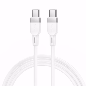 Kaabel USB C USB C Hoco 3A 60W silikoonist 1 m X109 valge