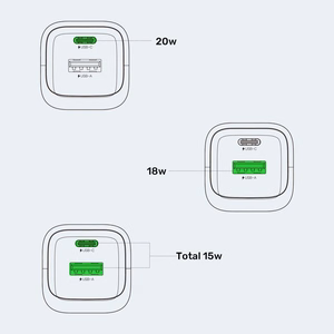 Unitek GaN võrgulaadija USB-A ja USB-C 20W must