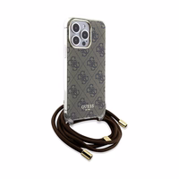 Guess Crossbody Cord 4G Print ümbris jaoks iPhone 15 Pro - brown