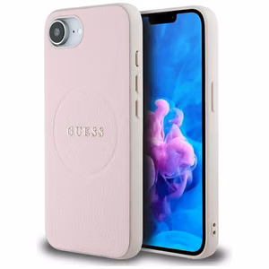 GUESS ümbris jaoks IPHONE 16e (SE 4 2025) compatible with MagSafe GUHMPSE4PGHSMMP (PU Grained Kuldne Ring) roosa