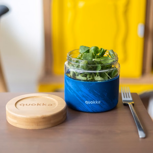 Quokka Deli Food Jar 820 ml borosilikaatklaasist toidunõu, puidusüü muster