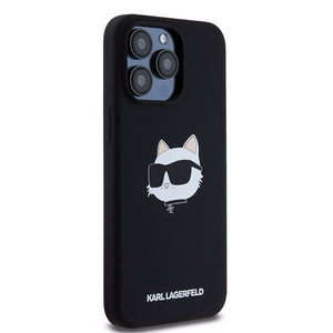Силиконовый чехол Karl Lagerfeld Choupette Head MagSafe для iPhone 15 Pro Max - чёрный