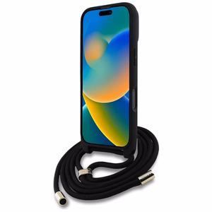 Чехол Guess для iPhone 16 Pro Max GUHCP16XP4GMGCRK (CBDY PU 4G Big Logo W/Cord Strap) чёрный