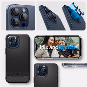Spigen Optik.tR EZ Fit защита камеры для iPhone 14 Pro / Pro Max / 15 Pro / Pro Max - Titanium Blue 2 шт.