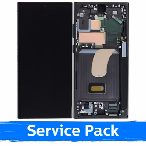 LCD Ekraan ühilduv Samsung S918 S23 Ultra raamiga / Phantom Black (Punane) (Grafiit) / (Service Pack)