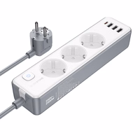Borofone Power strip BAC9 - 3 pistikupesa 240V + 3xUSB + tüüp C - PD 20W 2 meetrit mustana