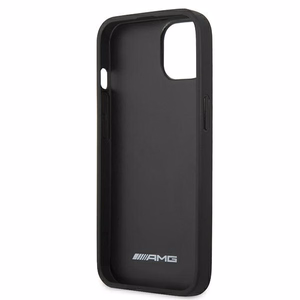 Mercedes AMG kuumpressitud nahkümbris iPhone 13 / 14 / 15 jaoks, must
