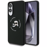 Karl Lagerfeld Silicone nauble Heads And Circle MagSafe ümbris jaoks Samsung Galaxy S25 Edge - must