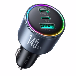 Joyroom JR-CCN07 145W Автомобильное зарядное устройство 2xUSB-C USB-A + Кабель USB-C 100W - тёмно-серый
