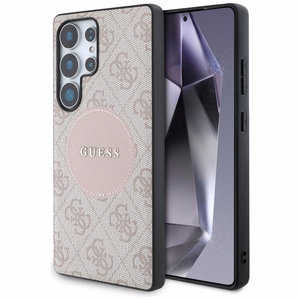 Guess 4G Round Patch Classic Logo MagSafe Ümbris jaoks Samsung Galaxy S25 Ultra roosa