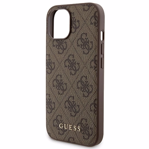Guess 4G Metal Logo ümbris set jaoks iPhone 15 + 5000mAh MagSafe power bank - brown