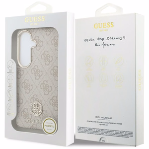 Guess ümbris 4G Rhinestone Round Logo MagSafe Samsung Galaxy S26 Plus jaoks roosa