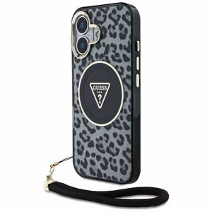 Guess HC IML Leopard Triangle Cord Strap MagSafe ümbris jaoks iPhone 16 - must