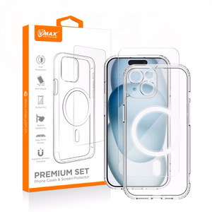 Vmax set Mag ümbris + glass 2,5D premium jaoks iPhone 15 Plus 6,7"