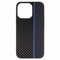 Tel Protect CARBON Ümbris jaoks Iphone 13 Pro Max Must with sinine stripe