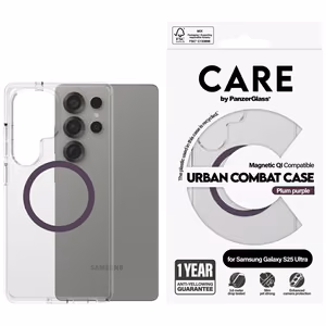 CARE by PanzerGlass Flagship Urban Combat Lilla QI Ümbris jaoks Samsung Galaxy S25 Ultra - Läbipaistev