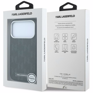 KARL LAGERFELD ümbris mudelile IPHONE 18 Pro Max/17 Pro Max ühildub MagSafe'iga (Mono Resin Logo) (värv: must)