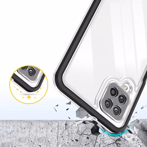 Läbipaistev 3in1 ümbris Samsung Galaxy A22 4G Frame Gel Cover Must
