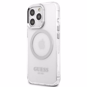 Guess Metal Outline MagSafe чехол для iPhone 13 Pro / iPhone 13 - серебряный