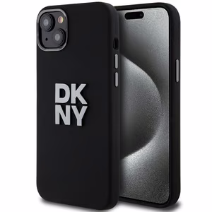 DKNY Liquid Silicone Metal Logo iPhone 15/14/13 Ümbris - Must