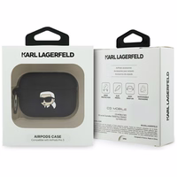 Karl Lagerfeld Silicone Karl Head 3D Ümbris jaoks AirPods Pro 3 - must