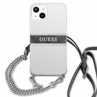 Guess GUHCP13SKC4GBSI iPhone 13 mini 5.4" läbipaistev kõvakott 4G Hall rihm hõbedane kett